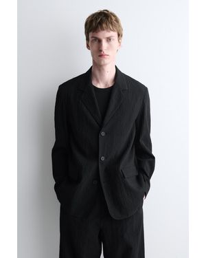 COS Unstrukturierter Blazer Aus Seersucker - Schwarz