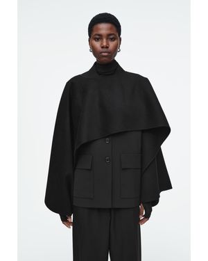COS Hybrides Cape Aus Doubleface-Wolle - Schwarz