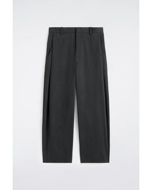 COS Pleated Cotton Relaxed-Fit Wide-Leg Pants - Black