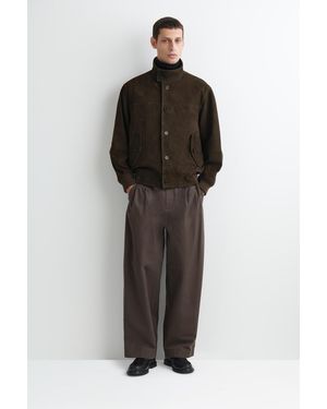 COS Suede Funnel-Neck Bomber Jacket - Black