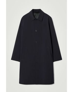 COS Wool-Blend Long Car Coat - Blue