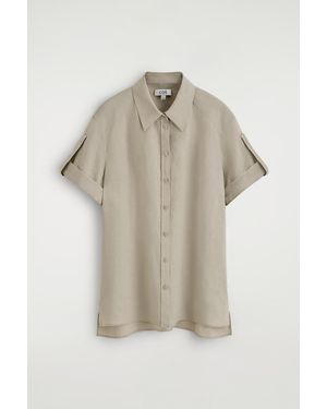 COS Folded-Sleeve Linen Shirt - Natural