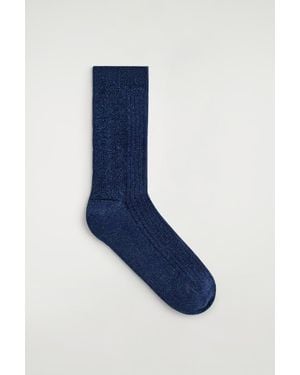 COS Ribbed Lurex Socks - Blue