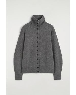 COS Sculpted Cashmere Turtleneck Cardigan - Gray