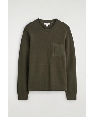 COS Pocket-Detail Wool Crew-Neck Sweater - Green