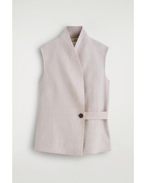 COS Shawl-Collar Belted Linen Vest - Natural