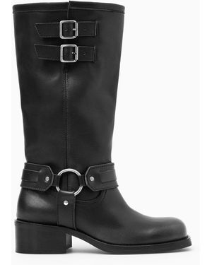 COS Leather Biker Boots - Black