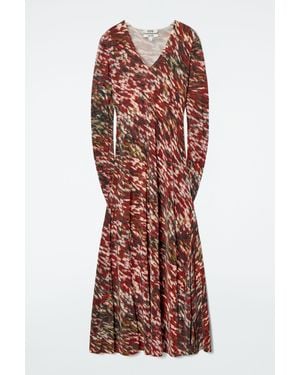 COS Printed Semi-sheer Knitted Maxi Dress - Red