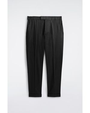 COS Linen-Cotton Slim-Fit Straight-Leg Trousers - Black