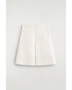 COS Pleated Textured-Leather Midi Skirt - Natural