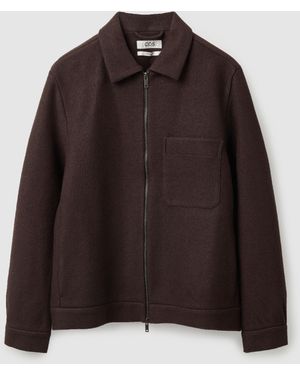 COS Merino Wool Harrington Jacket - Brown