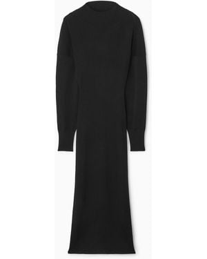 COS Open-back Ribbed-knit Dress - Black