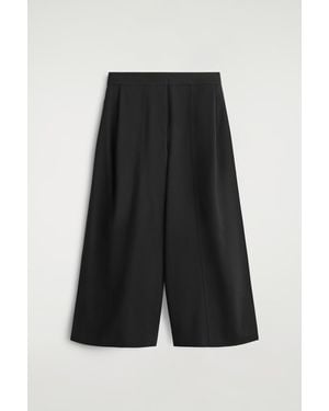 COS Pleated Merino Wool Blend Culottes - Black