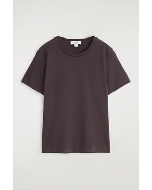 COS Crew-Neck Cotton T-Shirt - Brown