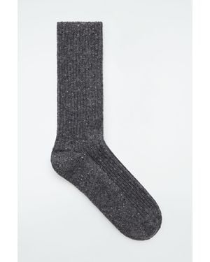 COS Speckled Ribbed-knit Socks - Grey