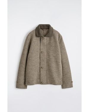 COS Ribbed-Collar Boiled-Wool Jacket - Brown