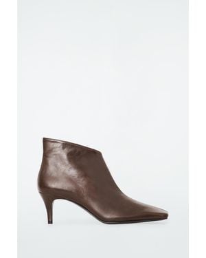 COS Square-Toe Leather Ankle Boots - Brown