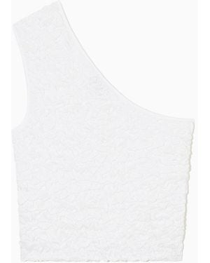 COS Smocked One-shoulder Tank Top - White