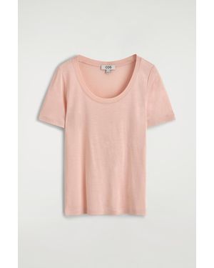 COS Slim Silk T-Shirt - Pink