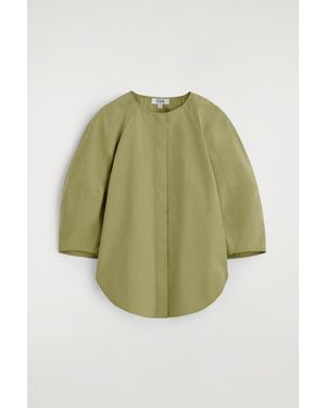 COS Sculptural Pima Cotton-Poplin Blouse - Green