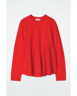 COS Trapeze Merino Wool Sweater - Red