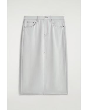 COS Denim-Effect Silk Midi Skirt - White