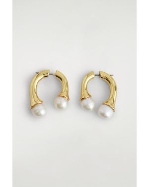 COS Arched Freshwater Pearl Earrings - Metallic
