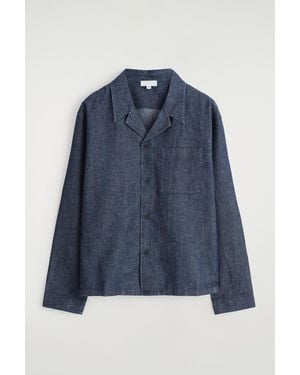 COS Resort-Collar Denim Overshirt - Blue