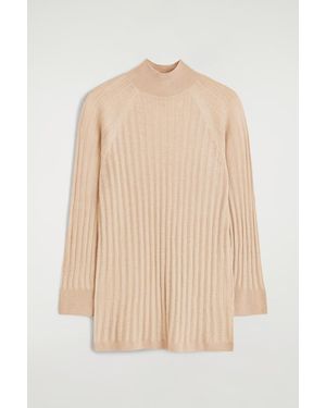 COS Sheer Ribbed-Knit Top - Natural