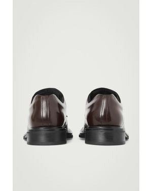 COS Square-toe Leather Derby Shoes - Brown