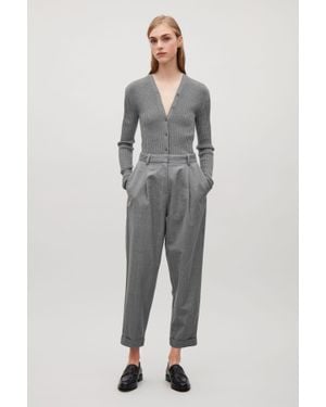 COS Wool Trousers With Turn-ups - Grey