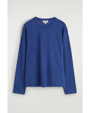 COS Relaxed Jersey Interlock Long-Sleeved T-Shirt - Blue