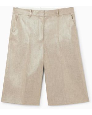 COS Metallic Hopsack Bermuda Shorts - White
