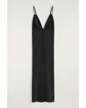 COS Gathered V-Neck Maxi Dress - Black
