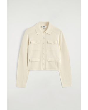 COS Knitted Cotton Cardigan With Pocket Detail - Natural