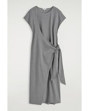 COS Wrap-Front T-Shirt Dress - Grey