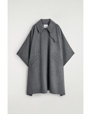 COS Double-Faced Wool Long Cape - Grey
