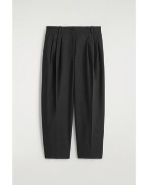 COS Pleated Barrel-leg Wool-blend Pants - Black