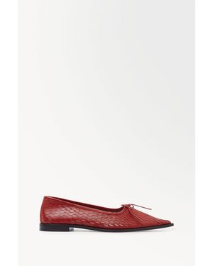 COS The Perforated Leather Ballet Flats - Red