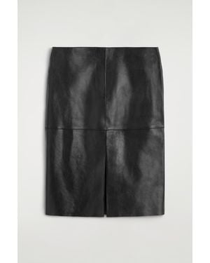 COS Leather Midi Skirt - Black