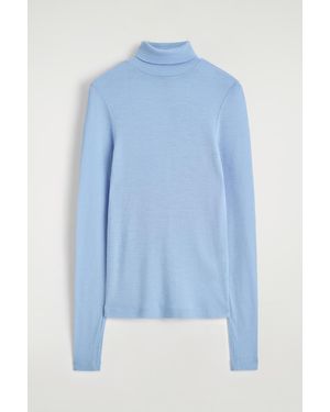 COS Merino Wool High-Neck Top - Blue