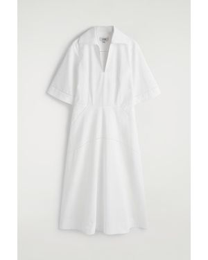 COS Embroidered Pima Cotton Midi Dress - White