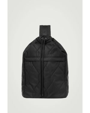 COS Quilted Drawstring Sling Duffle Bag - Nylon - Black