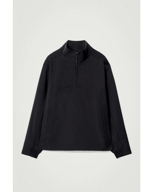 COS Double-Faced Wool-Blend Half-Zip Jacket - Black