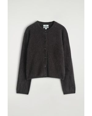 COS Brushed-Cashmere Crew-Neck Cardigan - Black