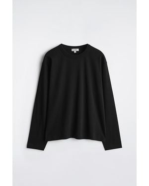 COS Relaxed Jersey Interlock Long-sleeved T-shirt - Black