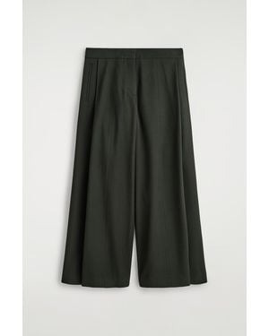 COS Relaxed Wool-Blend Wide-Leg Pants - Green