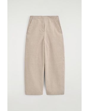 COS Corduroy Barrel-Leg Trousers - Natural