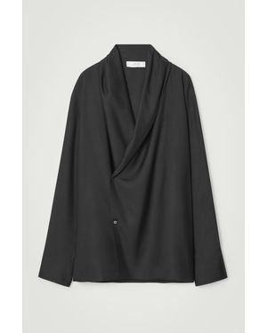 COS The Shawl-collar Silk Shirt - Black