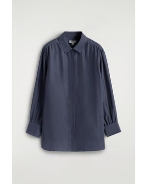 COS Gathered Washed-Silk Shirt - Blue